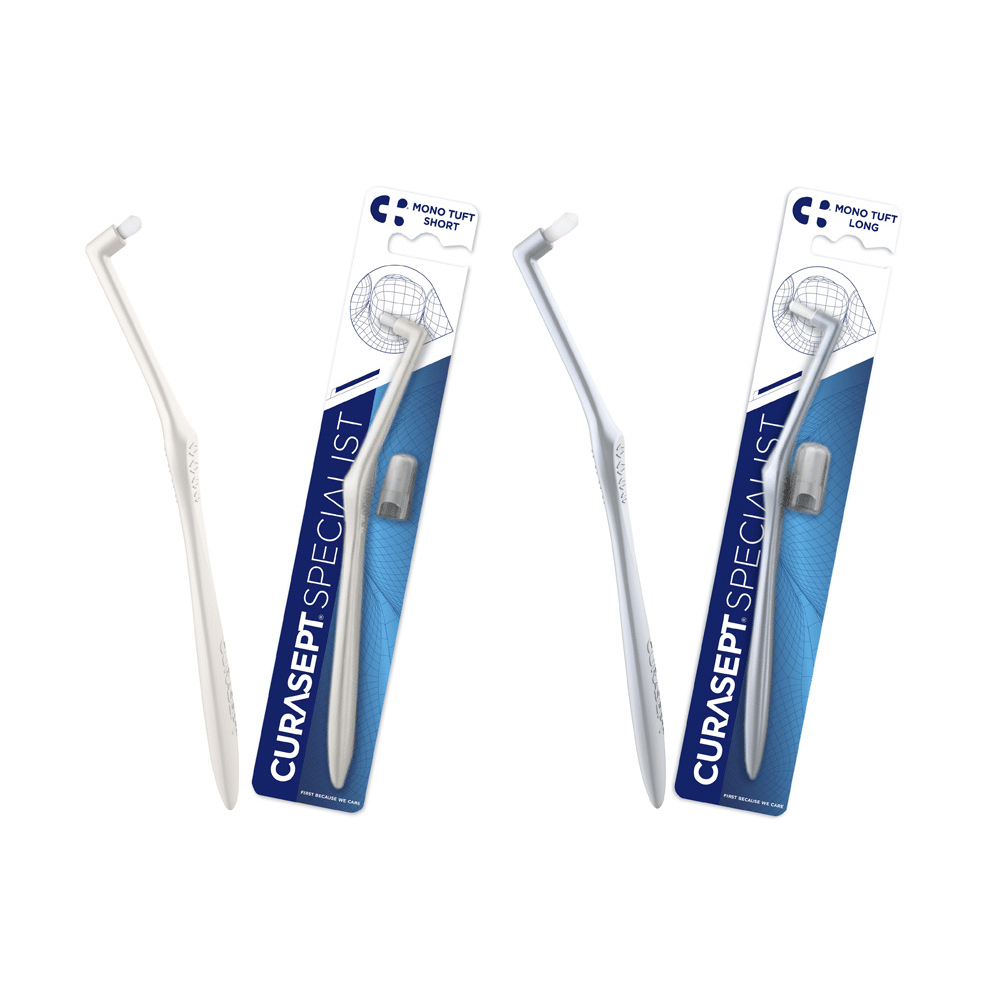Curasept Specialist single tuft long and short toothbrushes and related blisters
