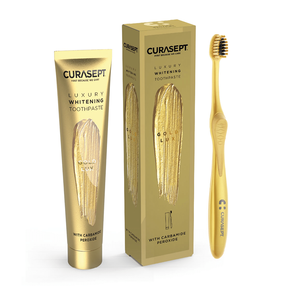 Curasept Luxury gold toothbrush and toothpaste set